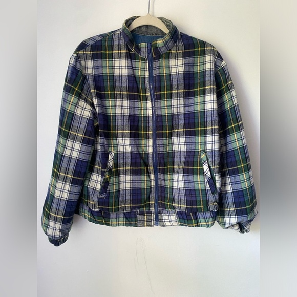 Vintage Denim Jacket Women’s Small Reversible Blanket Lined Flannel Patchwork - Picture 4 of 9